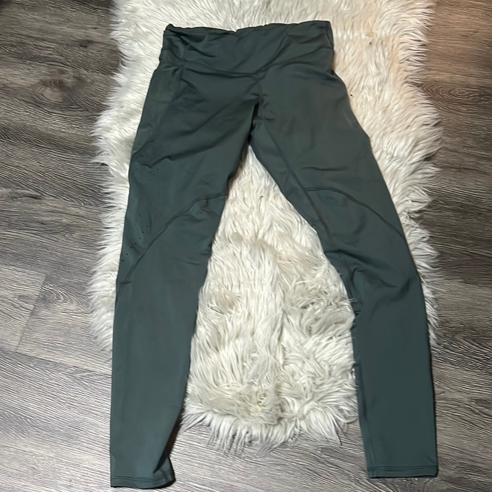Champion brand leggings, size medium, olive green, air vent sides